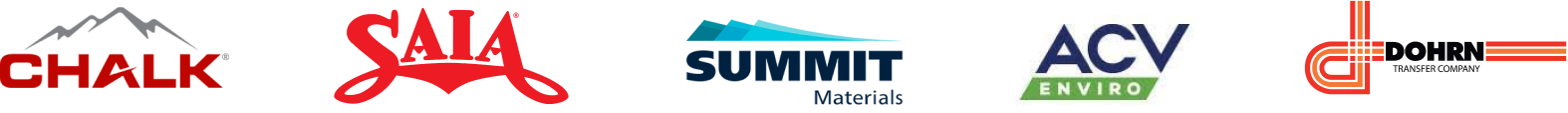 Samsara customer logos collage of: ACV logo, PODS logo, Summit Materials logo, Dohrn Company logo, Chalk mountain logo.