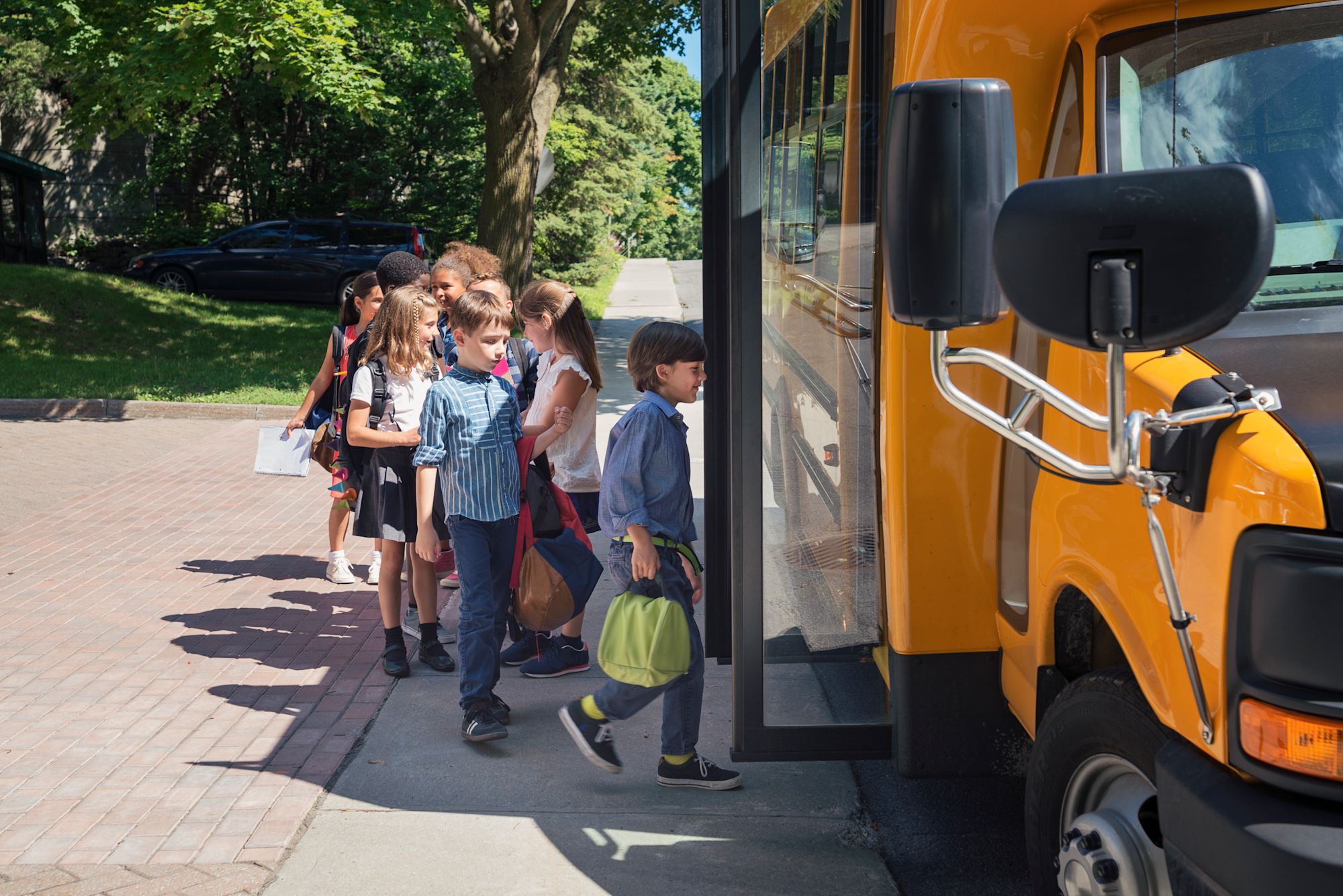 Children boarding school bus