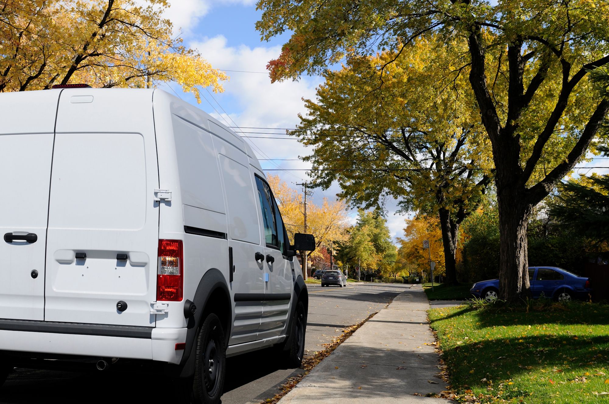Van parked on residential street