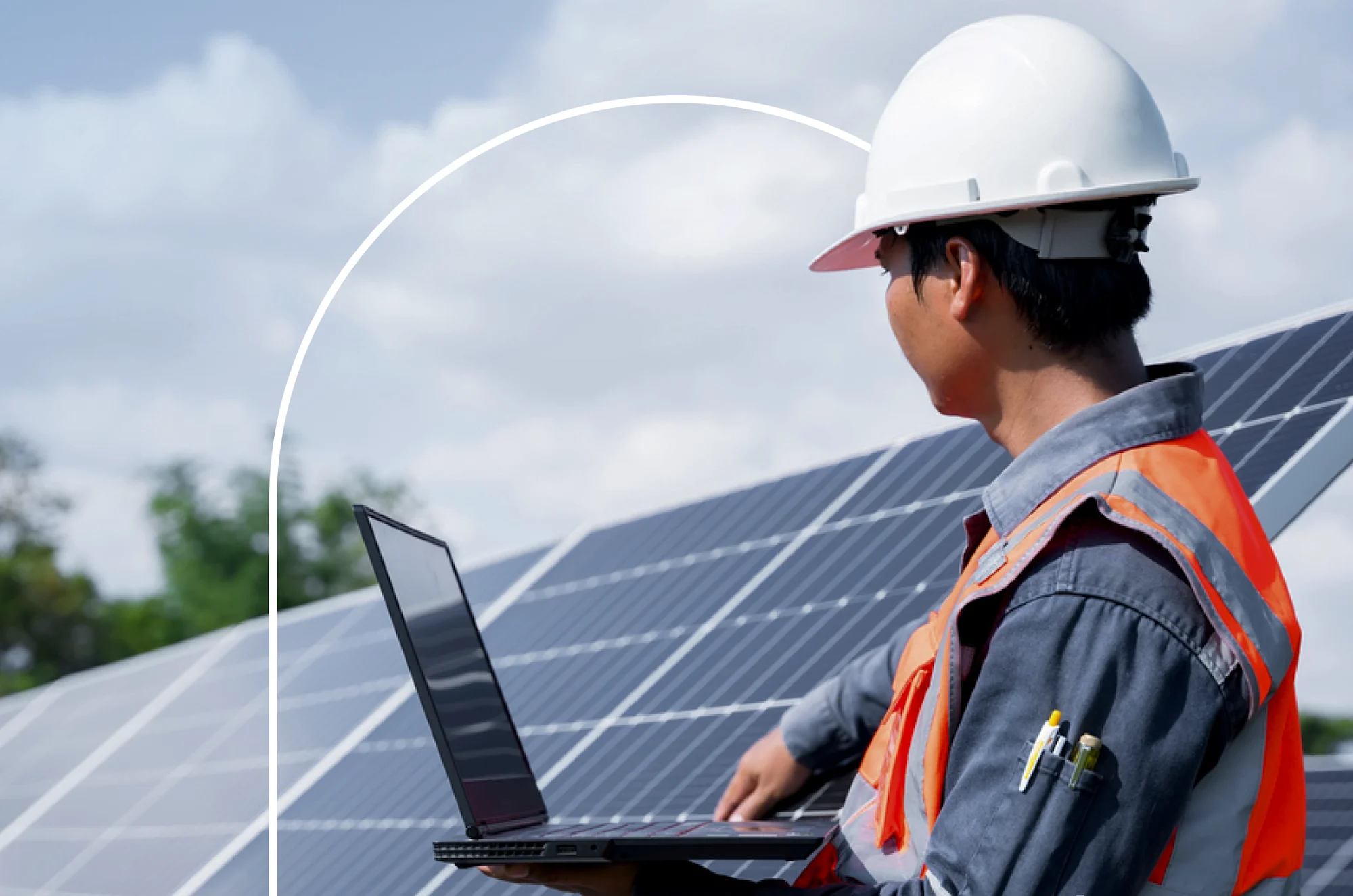 Physical operations worker using technology to drive sustainability efforts.