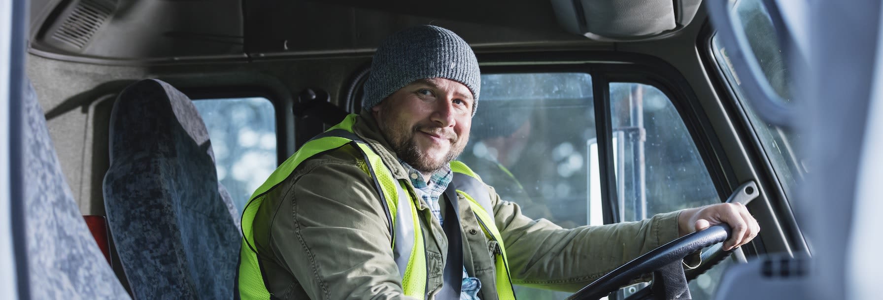 Man driving truck