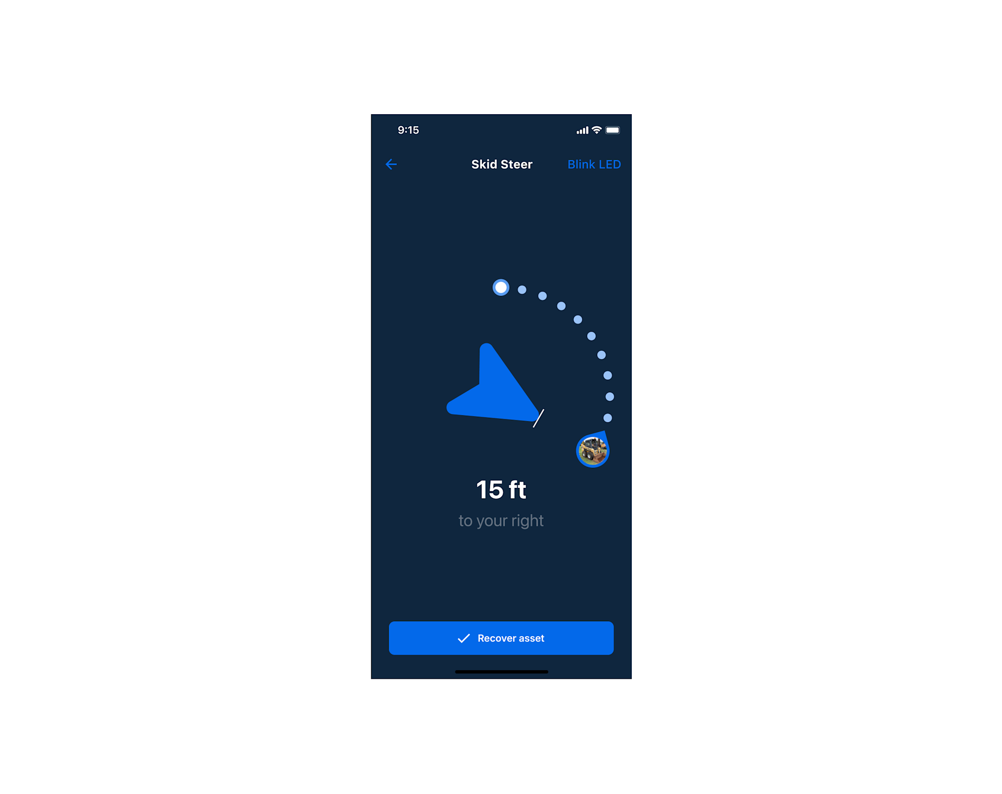 Compass Mode UI image with arrow pointing to asset.