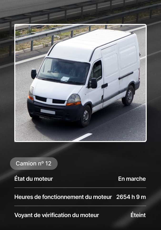Les données de surveillance du véhicule montrent que le moteur a fonctionné pendant 2 654 heures sans aucun témoin lumineux.