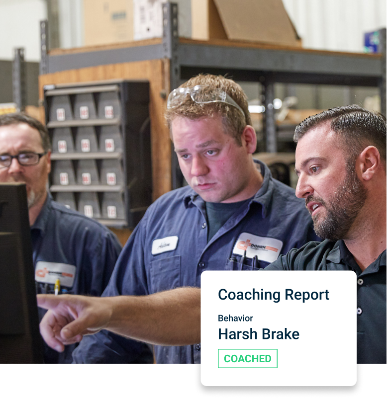 Physical operations worker coaching peers leveraging Samsara dashboard.