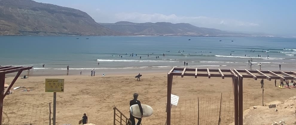 Beach with surfer