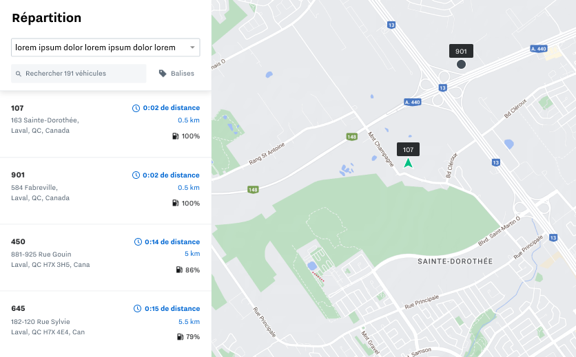 Capture d'écran de l'envoi en temps réel de nouvelles entreprises par Samsara