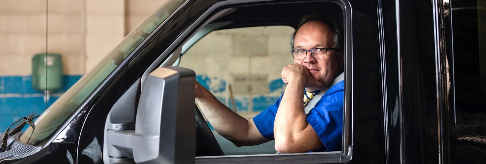 Driver looking out window