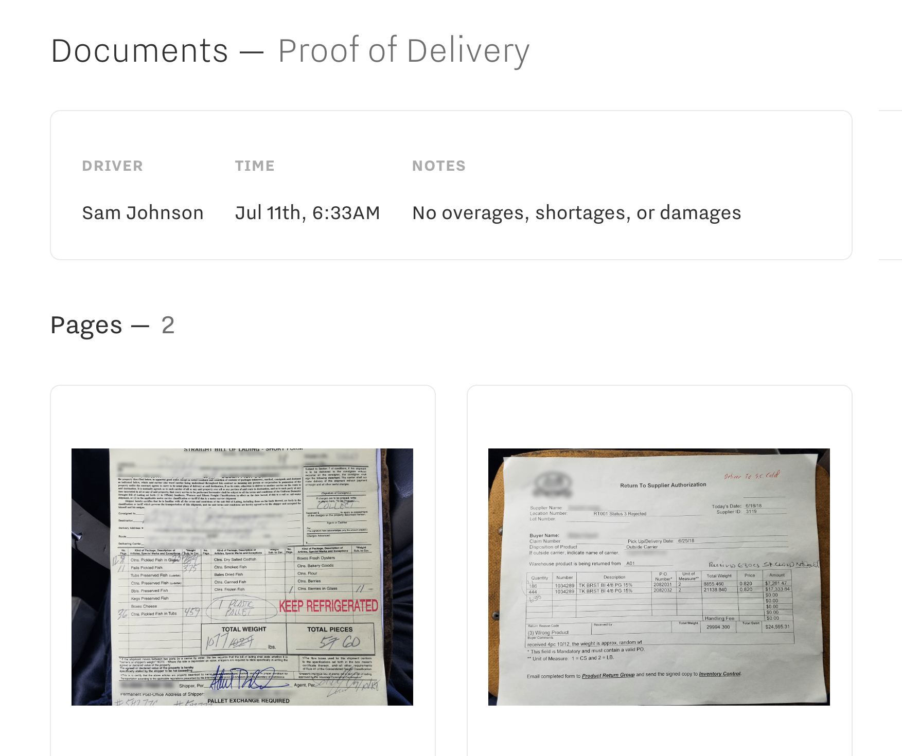 Proof of Delivery Confirmation