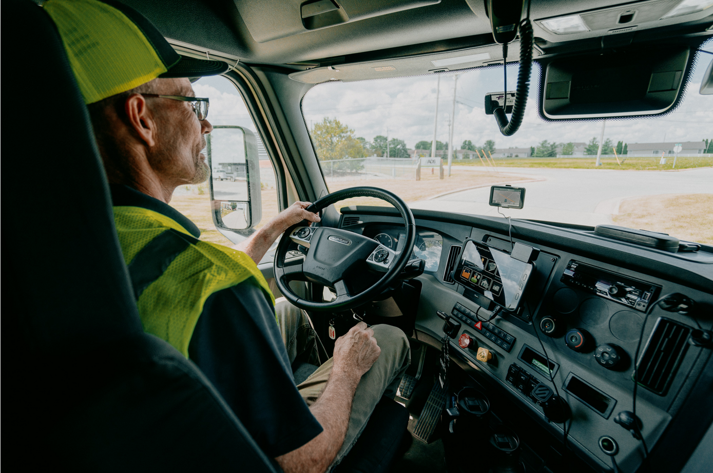 Man driving truck