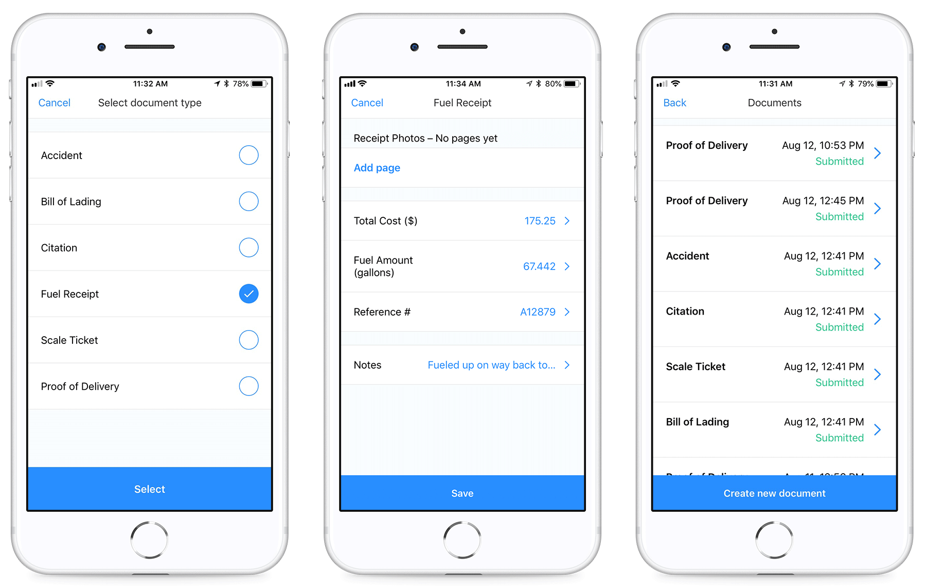 New Document Types - Driver App