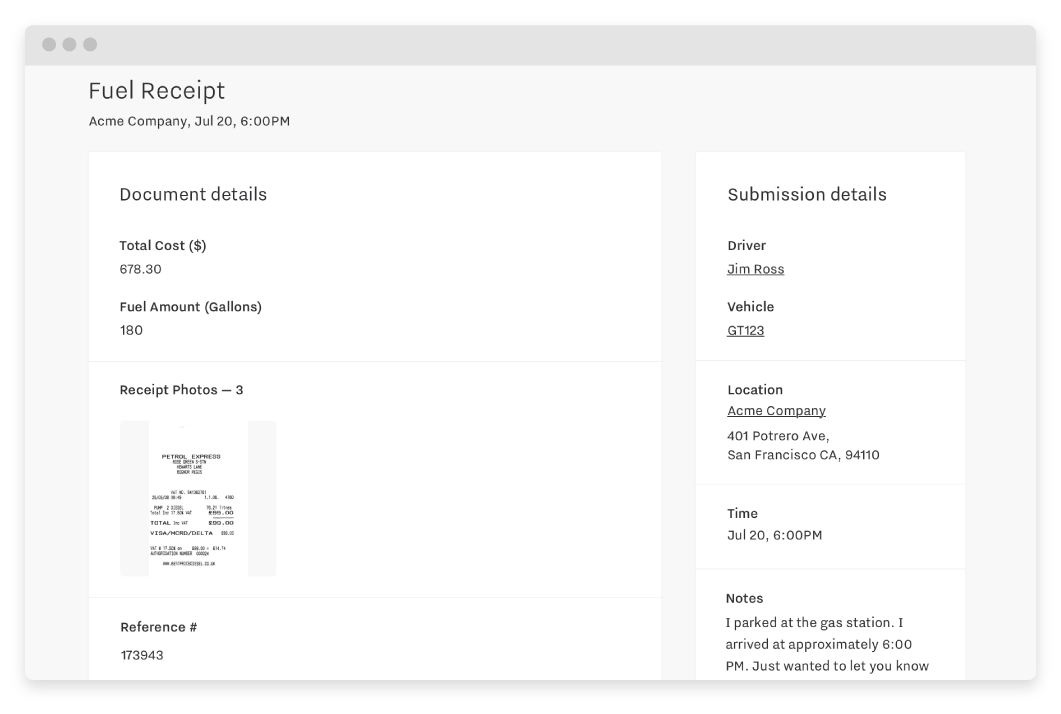 New Document Type - Fuel Receipt