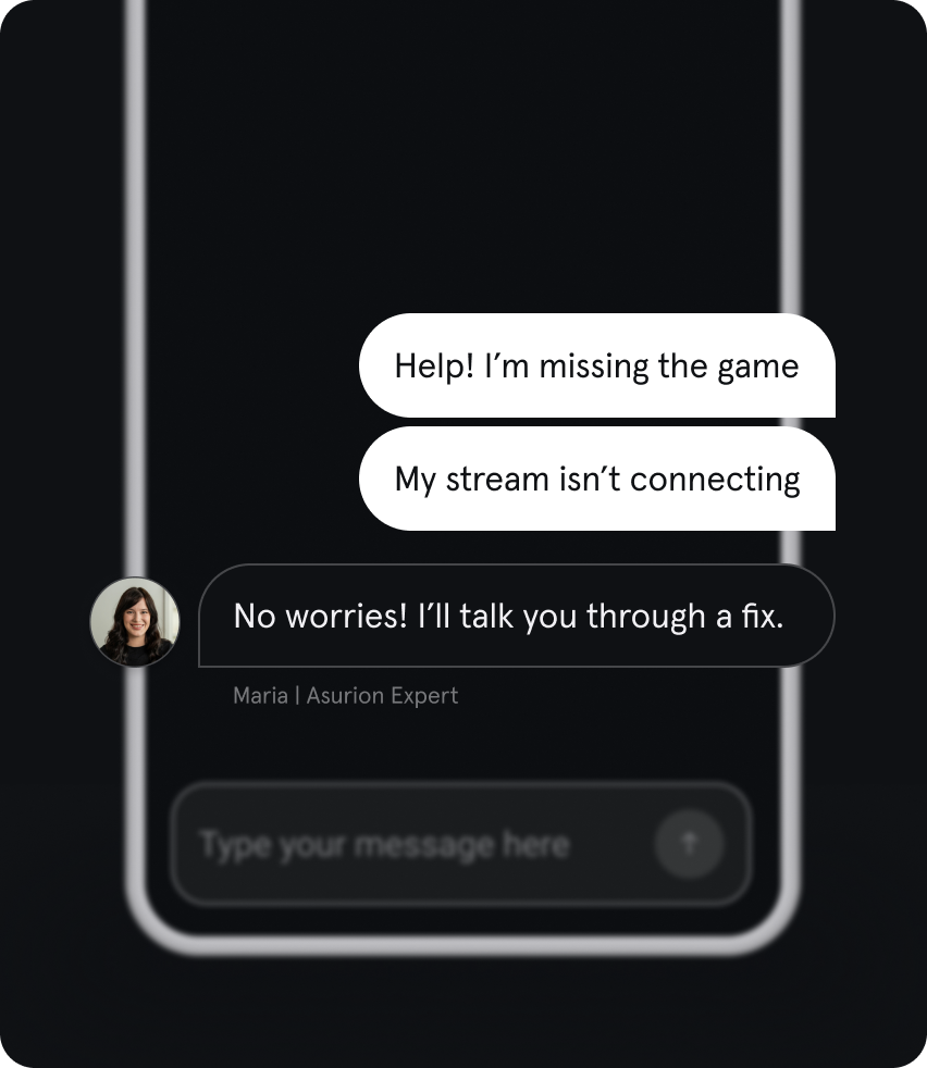 Chat on phone for streaming help - Simple Card