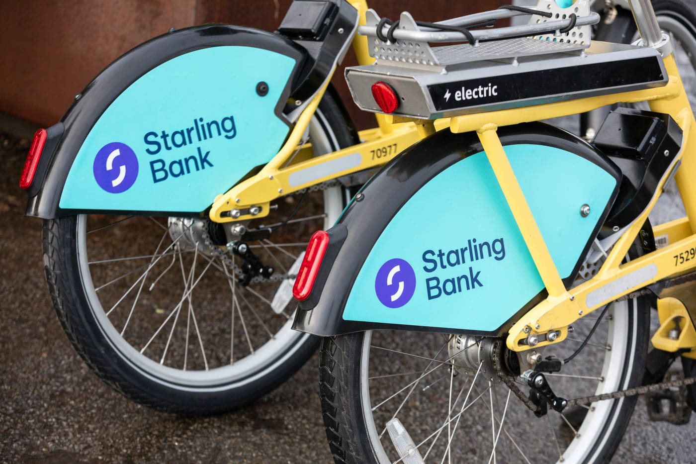 Close up of wheel on starling bank bike