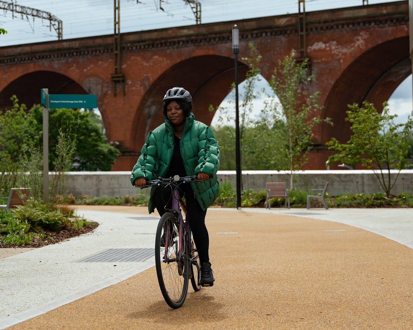Woman riding a bike in manchester