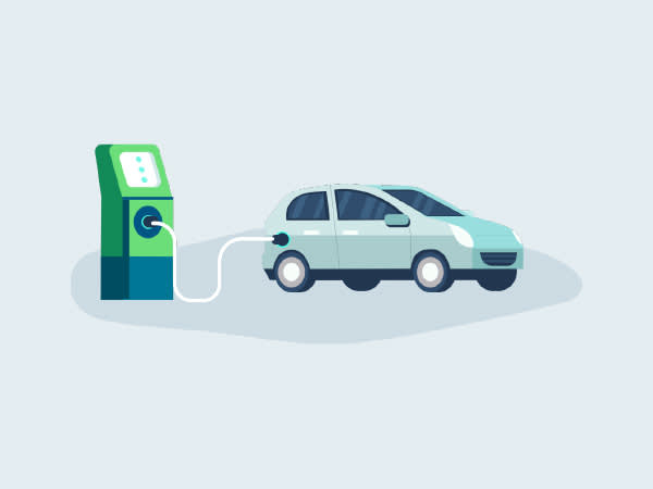Car being charged - illustration