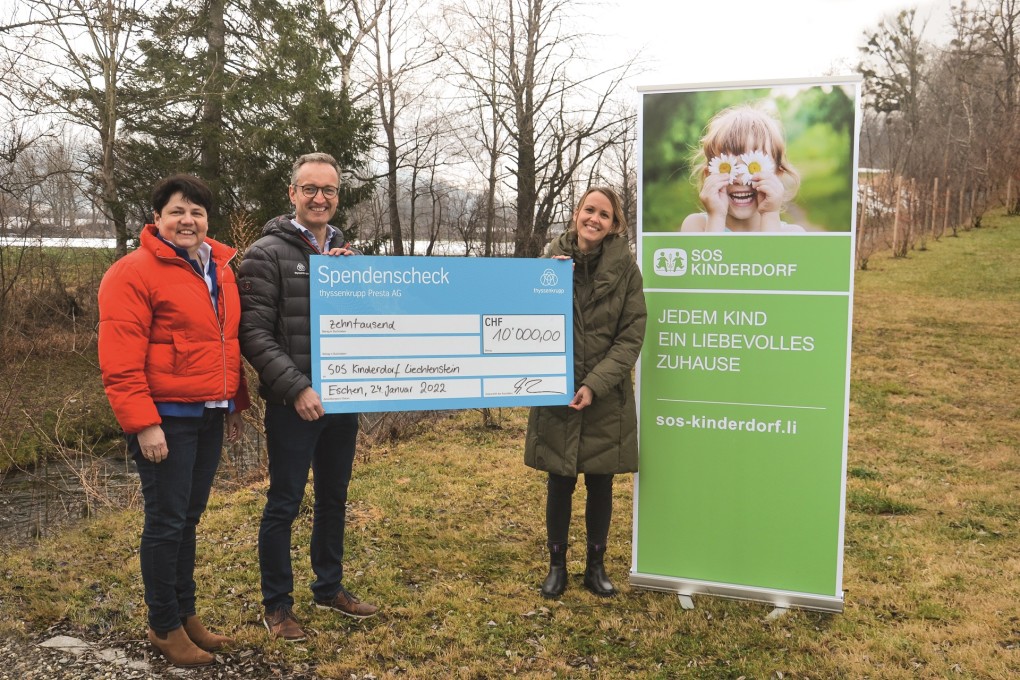 ThyssenKrupp Presta AG spendet CHF 10'000 an das Familienstärkungsprogramm von SOS-Kinderdorf Liechtenstein