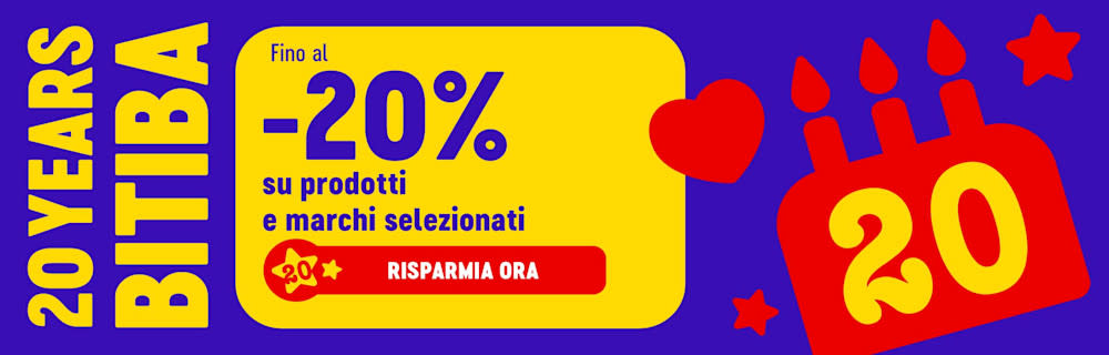 Festeggia i 20 anni di Bitiba con uno sconto del 20%!