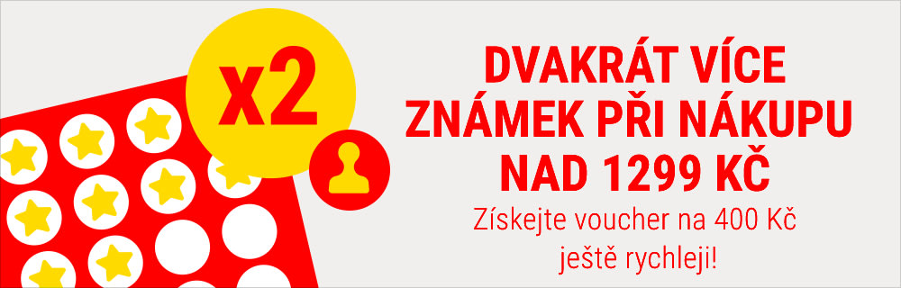 2x více známek při nákupu nad 1299 Kč!