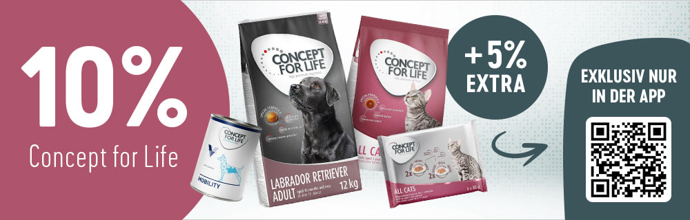 10% Rabatt auf Concept for Life Hunde- und Katzenfutter + 5% exklusiv in der bitiba-App