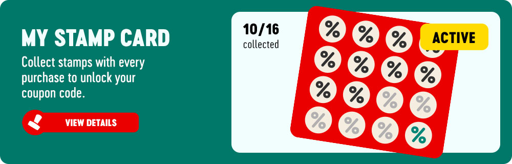Collect stamps with every purchase to unlock your coupon code