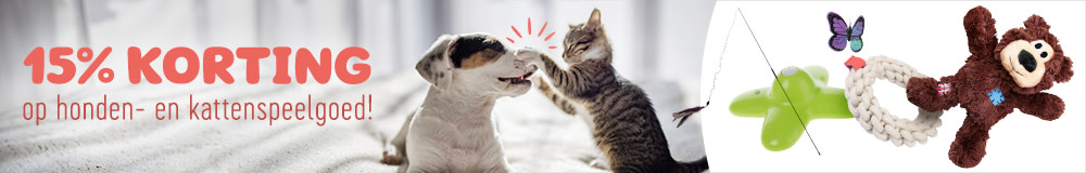 15% korting op honden- en kattenspeelgoed!