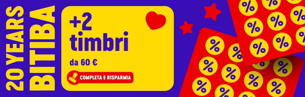 Colleziona e risparmia: +2 timbri gratis a partire da 60 €. 20 anni bitiba.