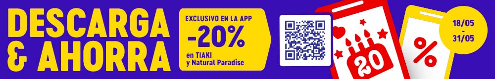 ¡20% de descuento en accesorios TIAKI y Natural Paradise solo a través de la App!
