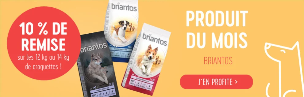 Obtenez 10% de réduction sur les sacs de 12kg et 14kg de croquettes de la marque briantos !