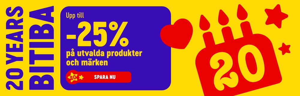 20 years bitiba. Upp till -25% på utvalda produkter och märken. Spara nu.