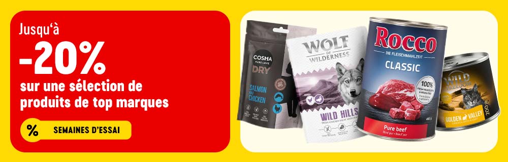 Semaines d'essai : Jusqu'à 20 % de réduction sur une sélection de produits phares !