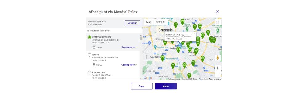 Selecteer je favoriete afhaalpunt.
