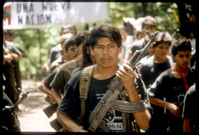 An image of El Salvadoran FMLN guerrillas in Chalatenango.