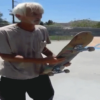 Old dude on skateboard