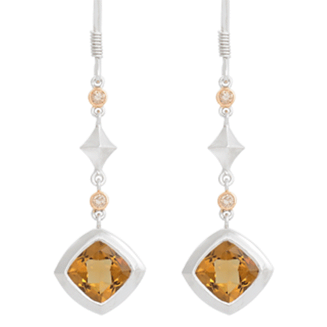 Paradise Square Cognac Quartz Long Earrings