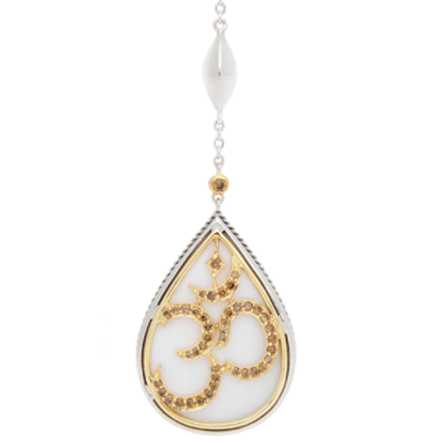 Unity Om Pendant Agate and Smokey Quartz
