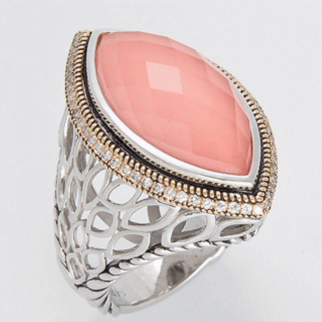 Paradise Rose Quartz and Diamond Ring