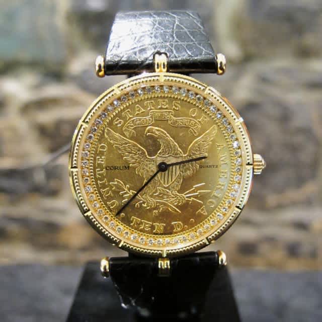 18k Corum Coin Watch w/ Diamonds