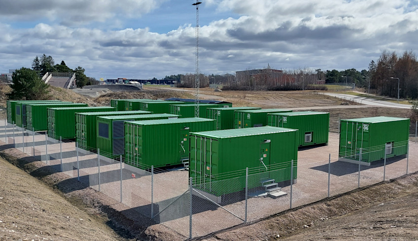 Batterianläggning i Uppsala på 20 MWh. Foto: Vattenfall Eldistribution