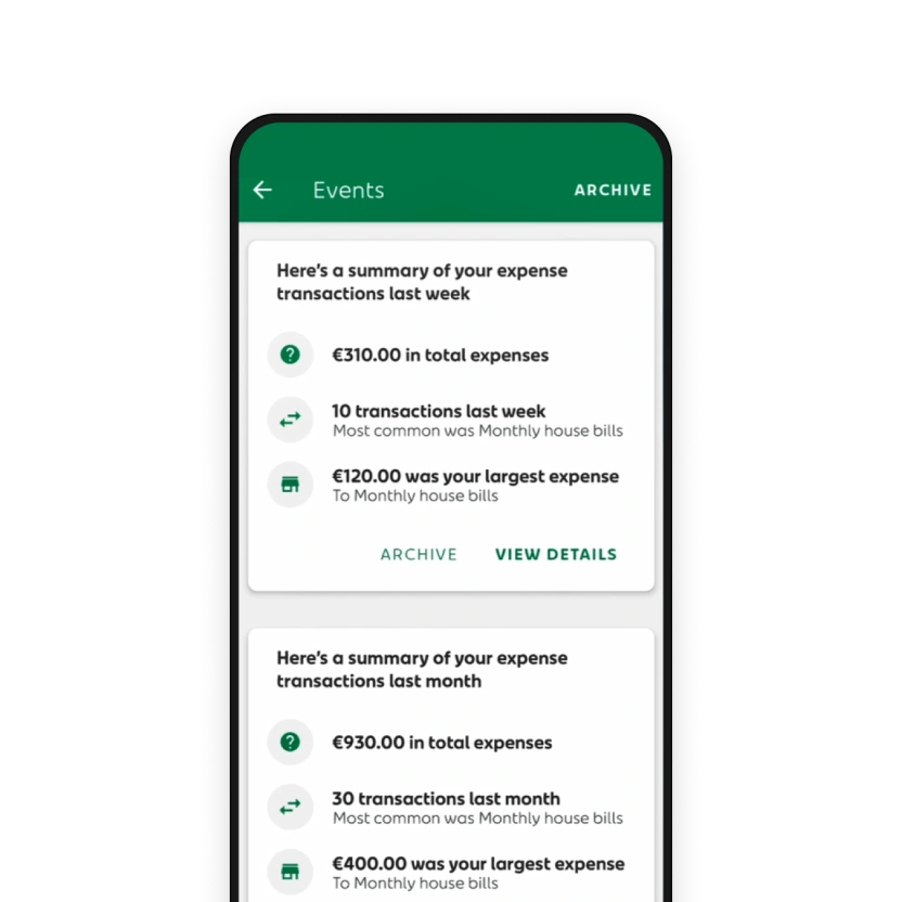 An Post banking app - Events
