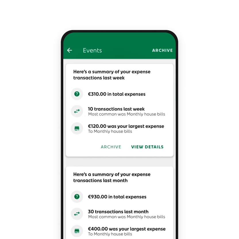 An Post banking app - Events