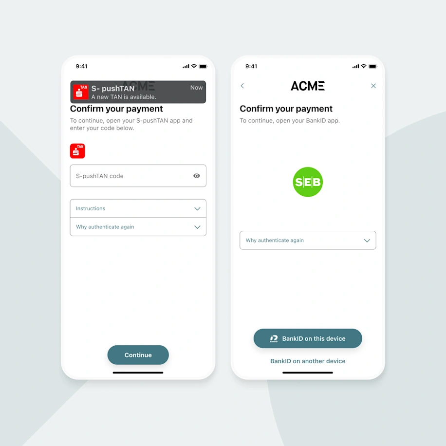 This image visualises how clickable callouts might look in Tink's user experience environment to help users along their journey.