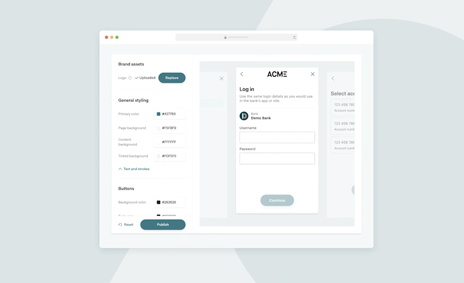 This image depicts how payment service providers (PSPs) who use Tink can customise each merchant individually with Tink's Pay by Bank technology, for a seamless transition between the merchant and Tink's flows.