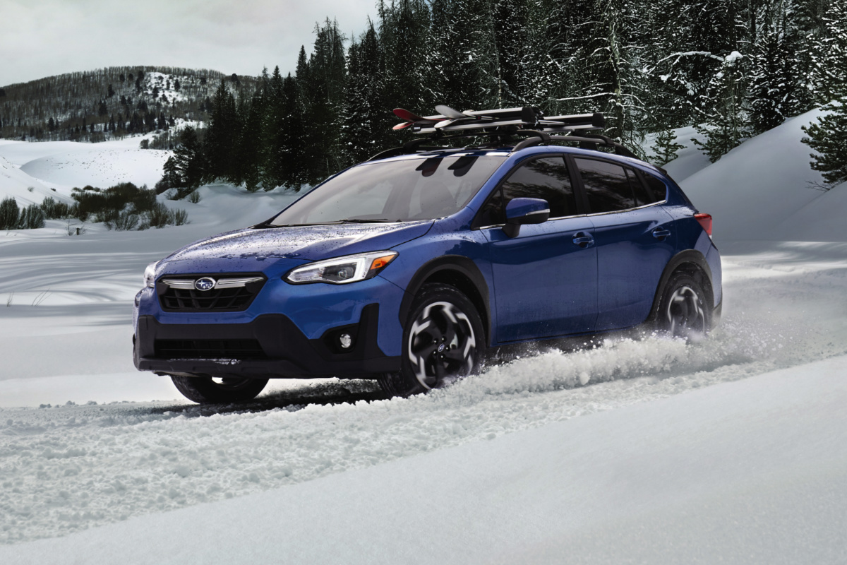 Image via Subaru. 2023 Subaru Crosstrek Hybrid, front-quarter view.