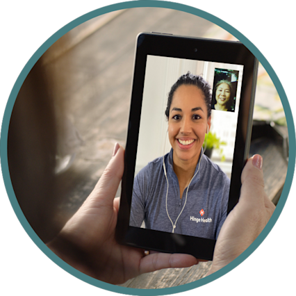 Hinge Health Doctor of Physical Therapy conducting a virtual physical therapy session with a participant
