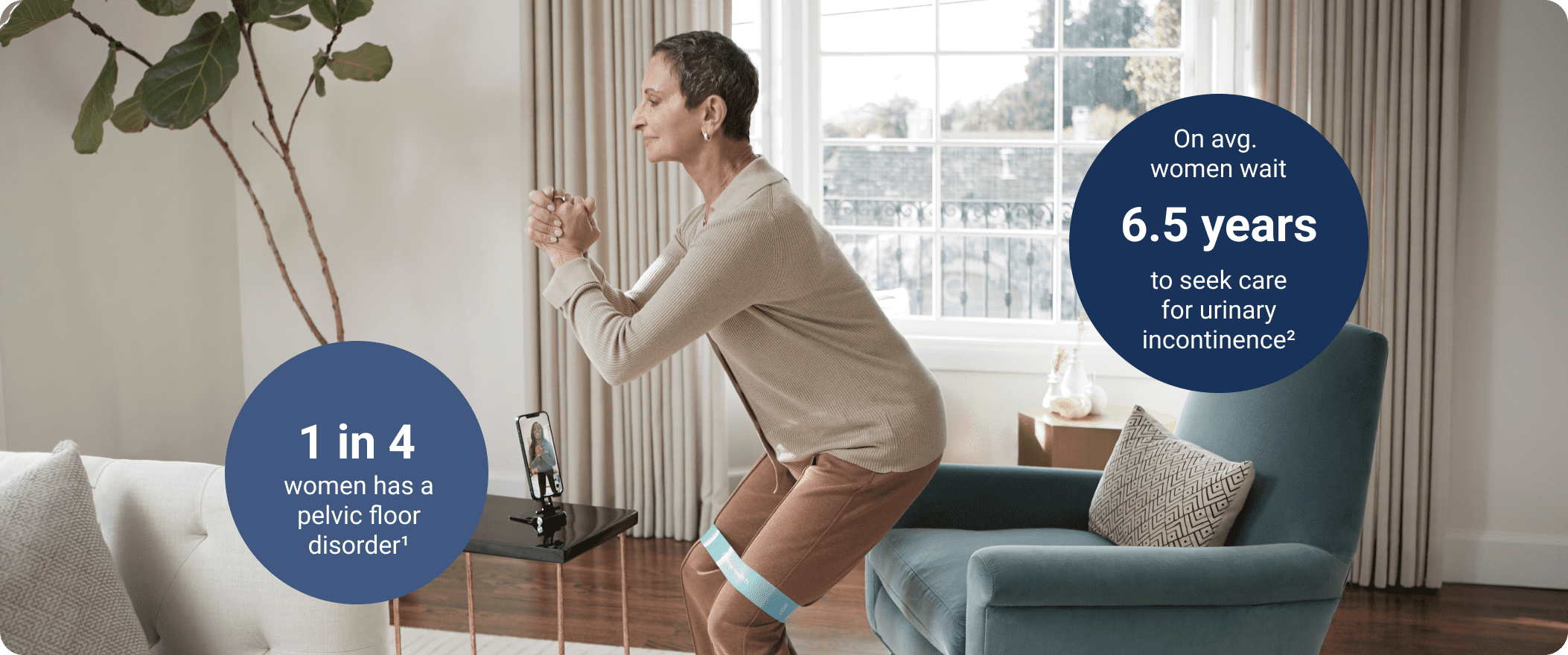 Woman exercising with HH tablet