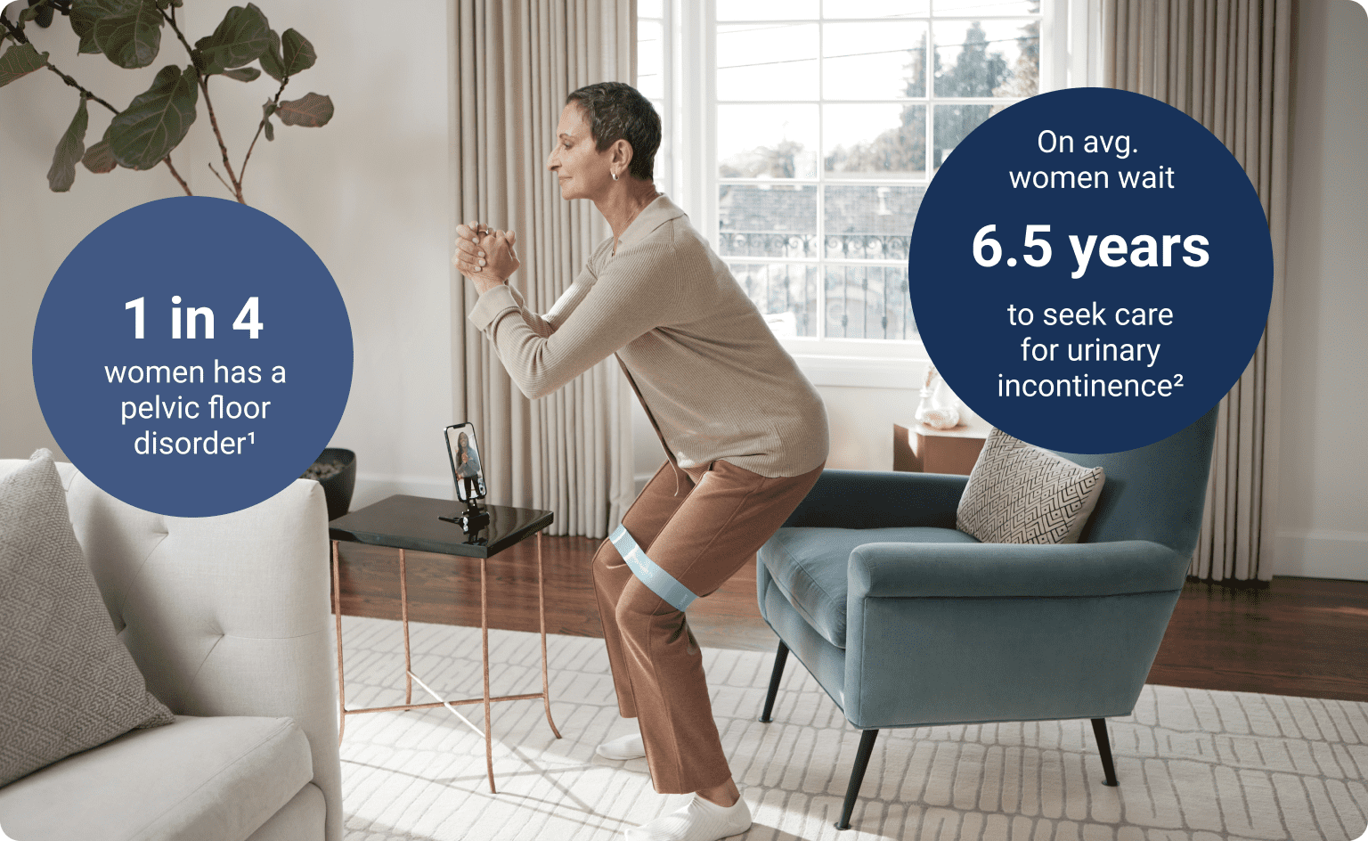 Woman exercising with HH tablet