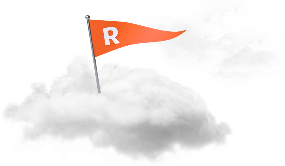 A cloud floats in the air with an orange Root pennant displayed.