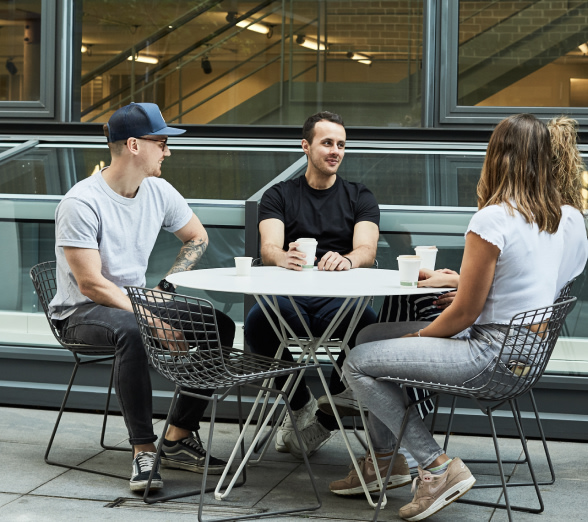 Coffee in the courtyard of UK office