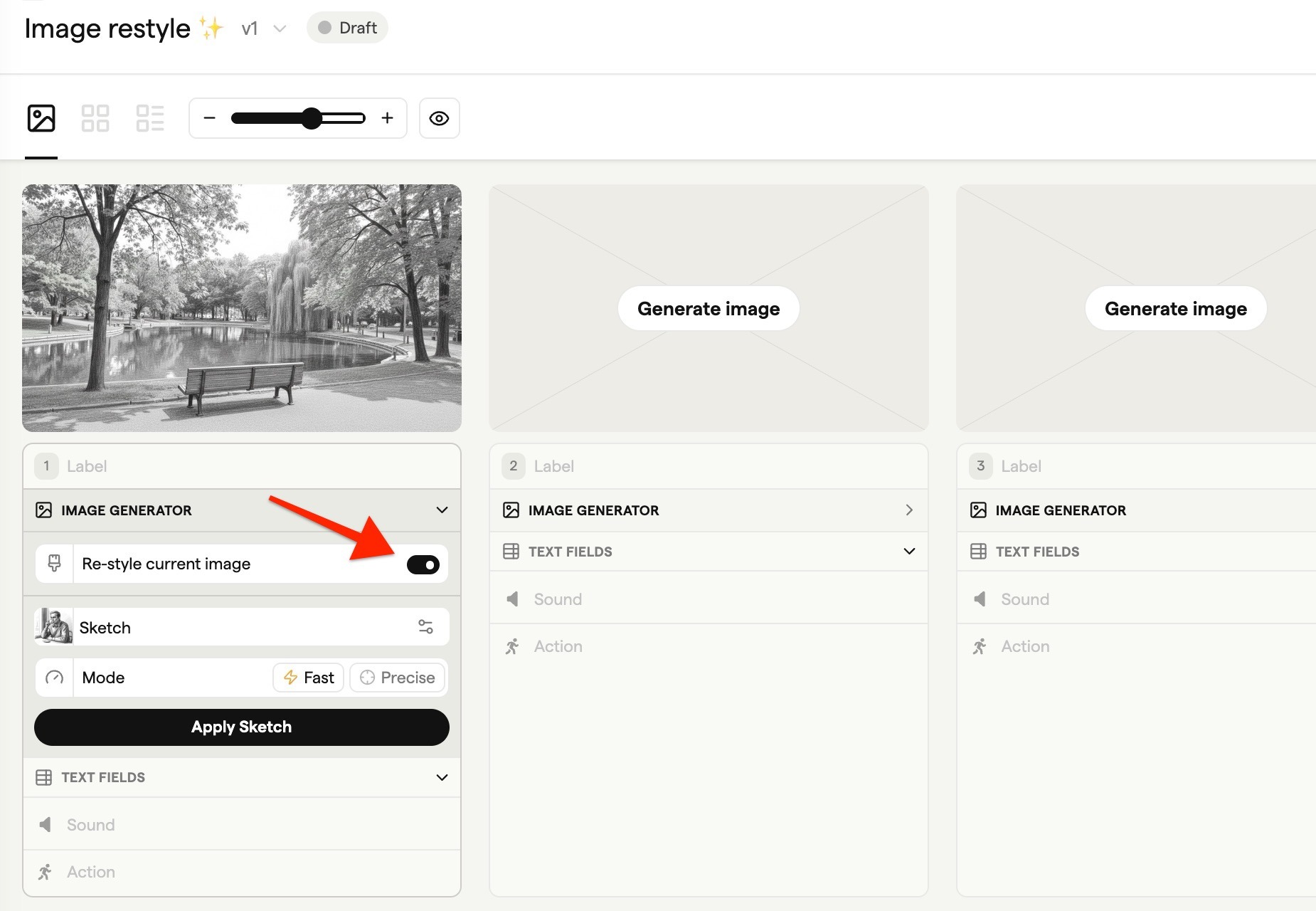 Select Restyle Current Image