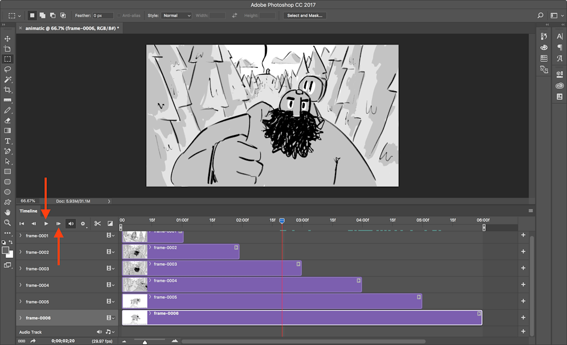 playing photoshop animatic